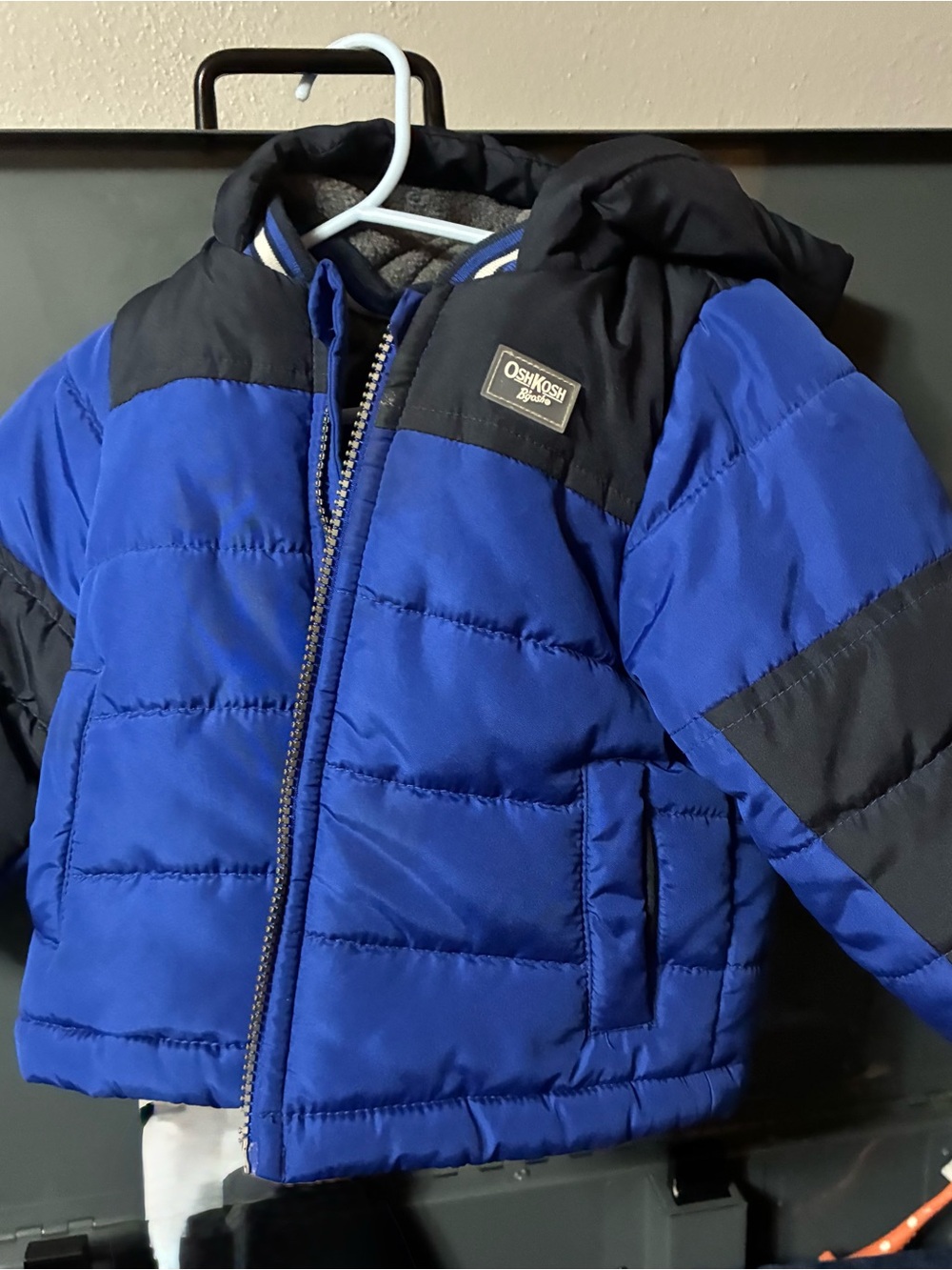 OshKosh B'gosh Royal Blue and Black Puffer Jacket with Hood
